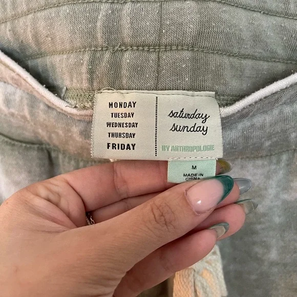 Anthropologie Saturday Sound Lose Lounge Sweatpants Sage Green Drawstring - Picture 7 of 9